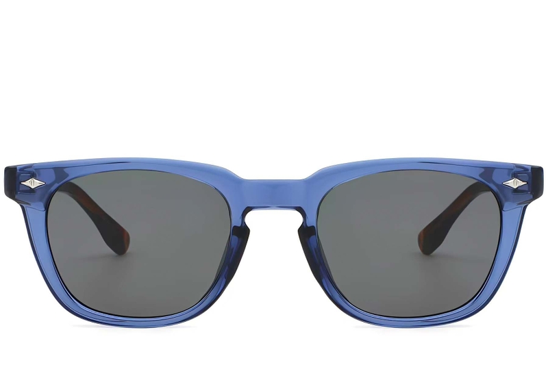Lunettes de soleil rectangulaires en plastique bleu #BS2503-0513