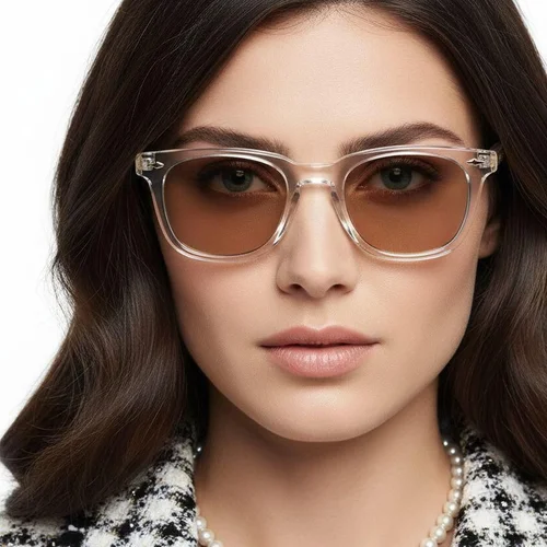 Lunettes de soleil rectangulaires en plastique transparent #BS2503-0514