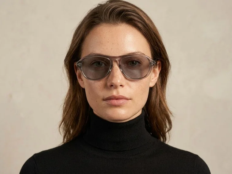 Graue Aviator-Sonnenbrille aus Kunststoff #BS2513-0012