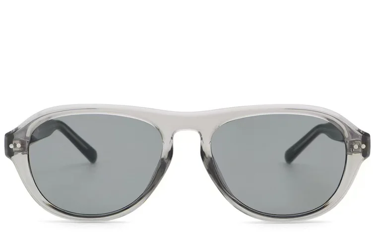 Graue Aviator-Sonnenbrille aus Kunststoff #BS2513-0012