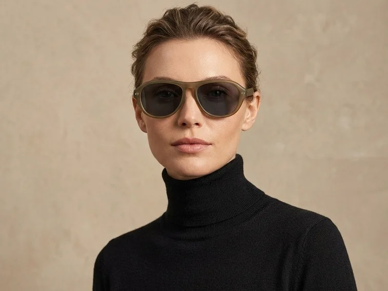Gafas de sol de aviador de plástico marrón #BS2513-0014