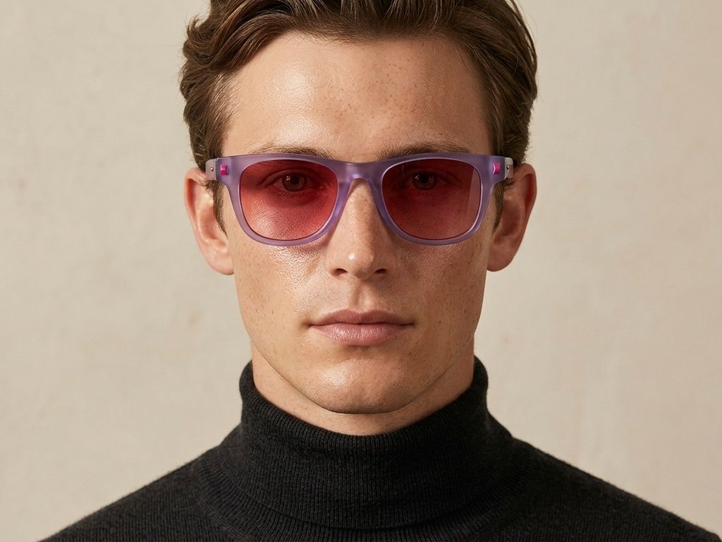 Gafas de sol rectangulares de plástico morado #BS2513-0029