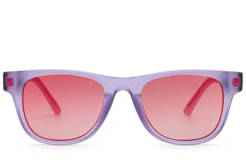Lunettes de soleil rectangulaires en plastique violet #BS2513-0029