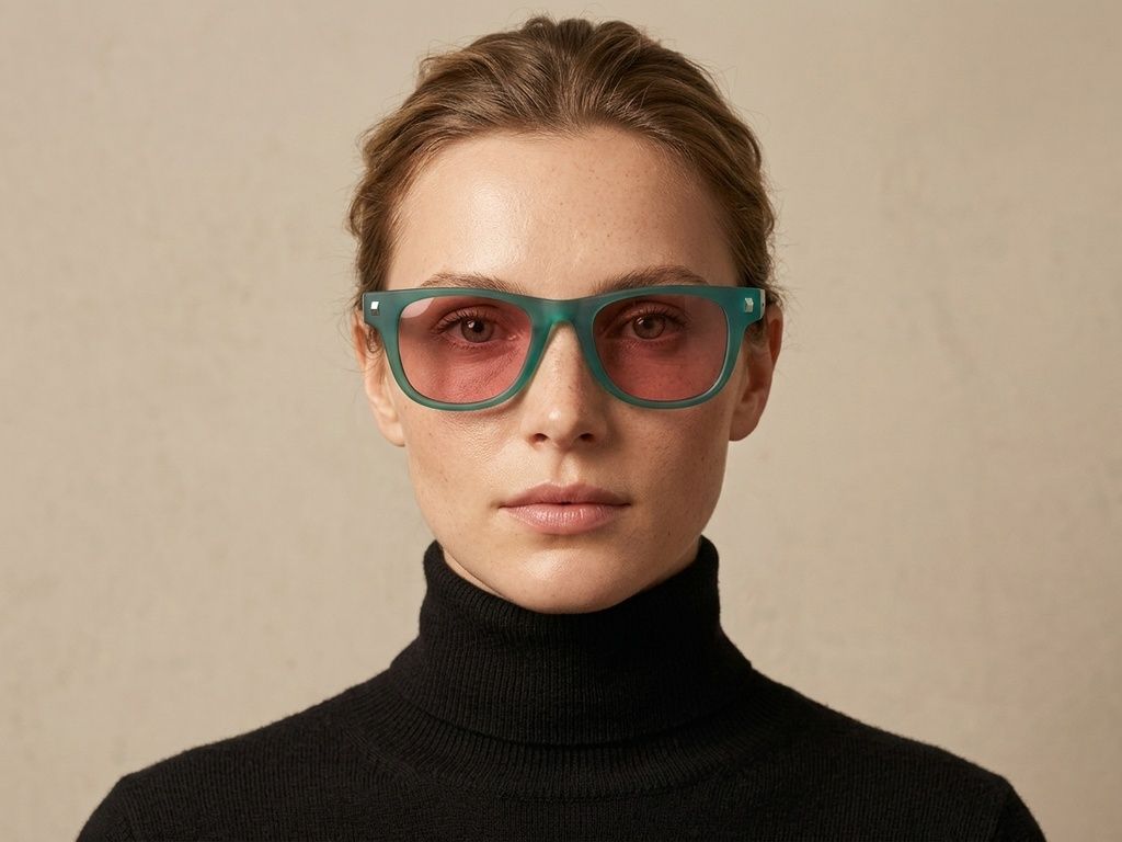 Gafas de sol rectangulares de plástico verde #BS2513-0030