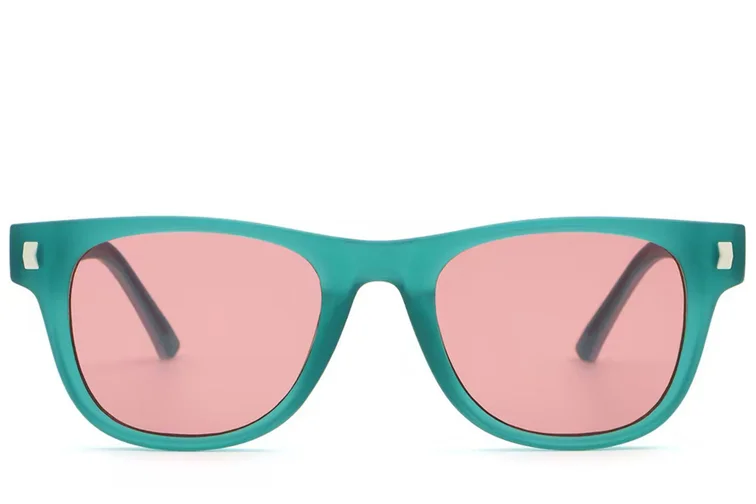 Rectangular Green Plastic Sunglasses #BS2513-0030