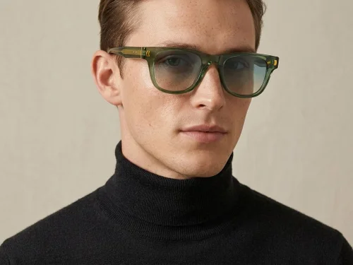 Lunettes de soleil rectangulaires en plastique vert #BS2513-0032