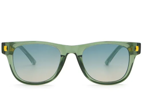 Rectangular Green Plastic Sunglasses #BS2513-0032