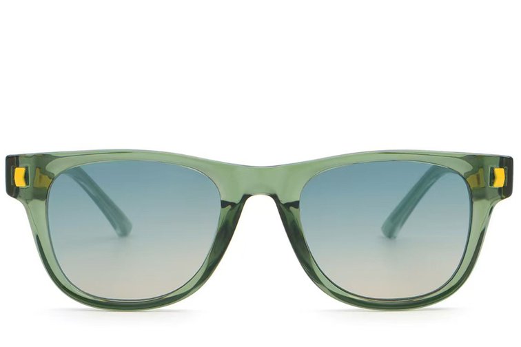 Rectangular Green Plastic Sunglasses #BS2513-0032