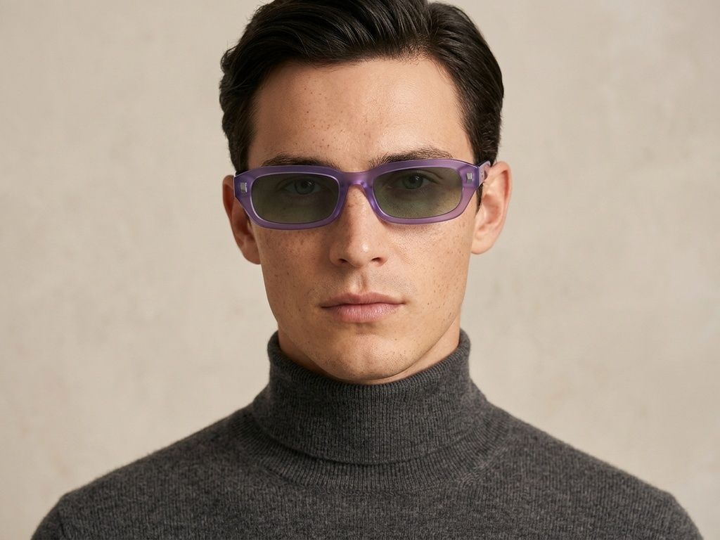 Occhiali da sole rettangolari in plastica viola #BS2513-0033