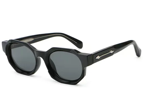 Geometric Black Plastic Sunglasses #BS2513-0034