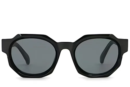 Geometric Black Plastic Sunglasses #BS2513-0034