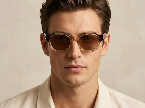Lunettes de soleil géométriques en plastique marron #BS2513-0035