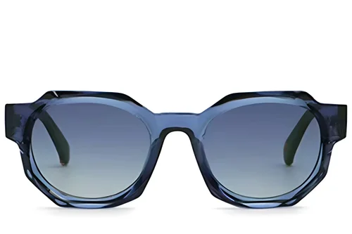 Geometric Blue Plastic Sunglasses #BS2513-0037