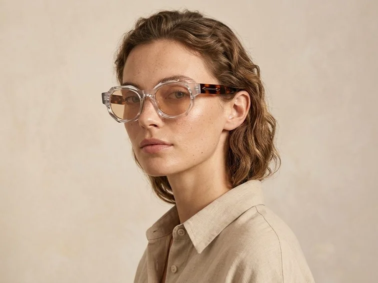 Gafas de sol geométricas de plástico transparente #BS2513-0039