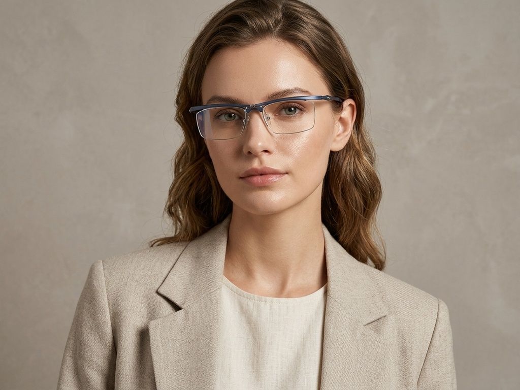 Rectangular Blue Ultem Glasses #BS2519-0004
