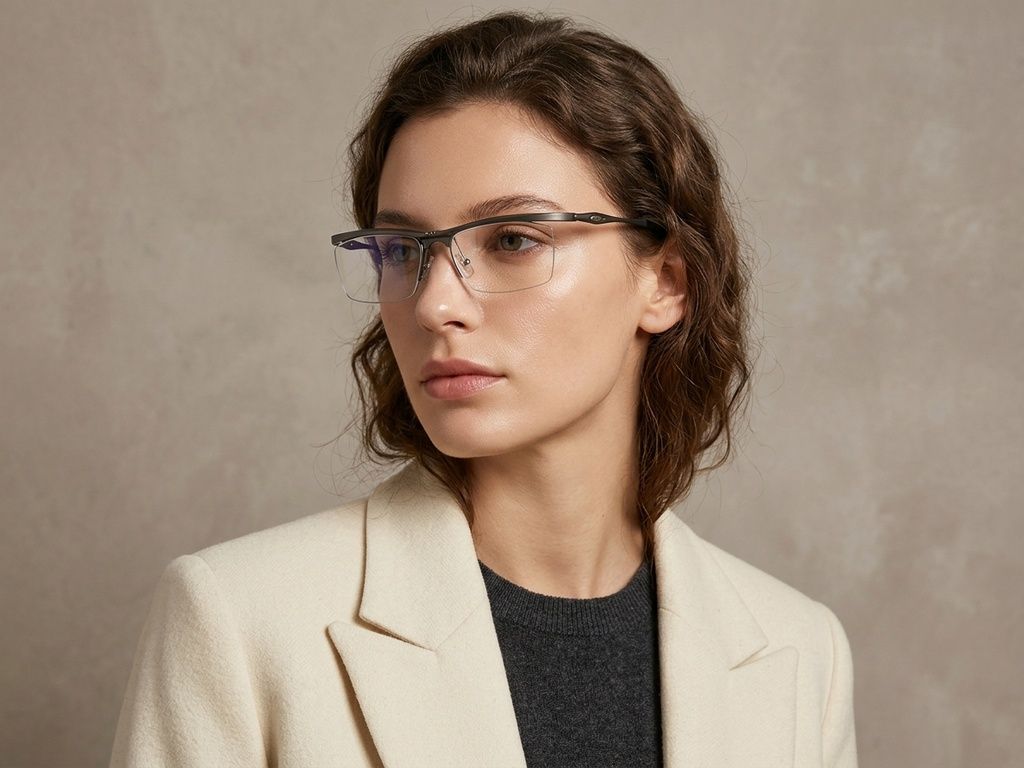 Semi-rimless Grey Ultem Glasses #BS2519-0023
