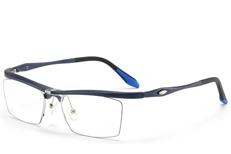 Semi-rimless Blue Ultem Glasses #BS2519-0024