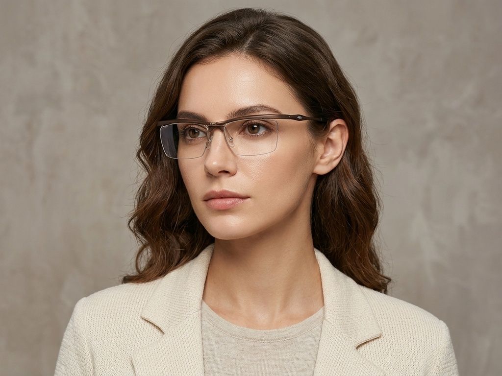 Semi-rimless Brown Ultem Glasses #BS2519-0025