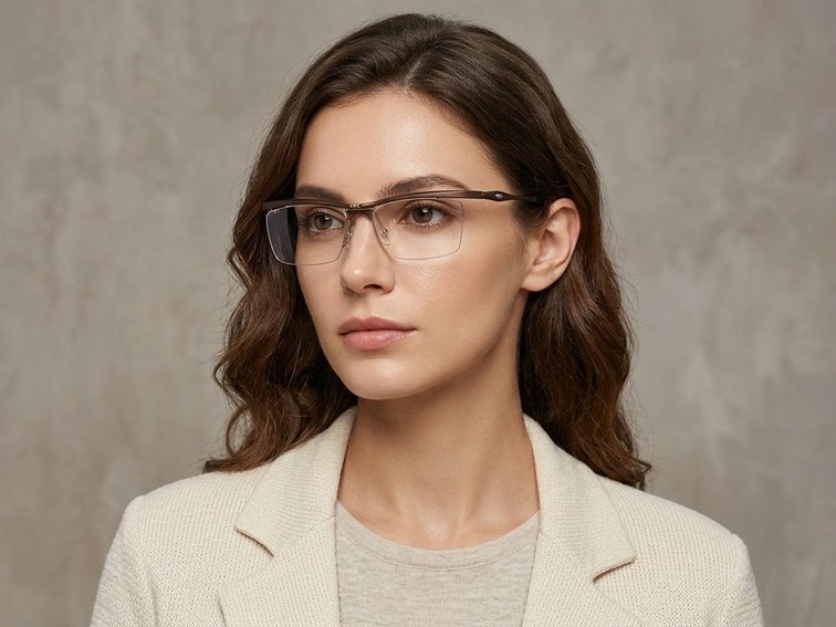 Semi-rimless Brown Ultem Glasses #BS2519-0025