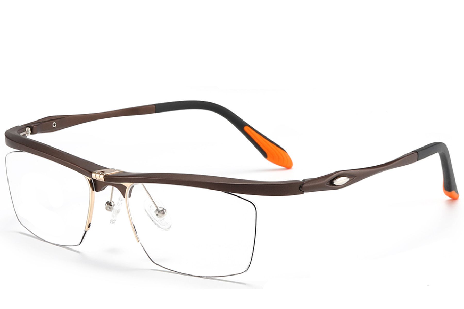 Occhiali da vista semi-senza montatura in Ultem marrone #BS2519-0030