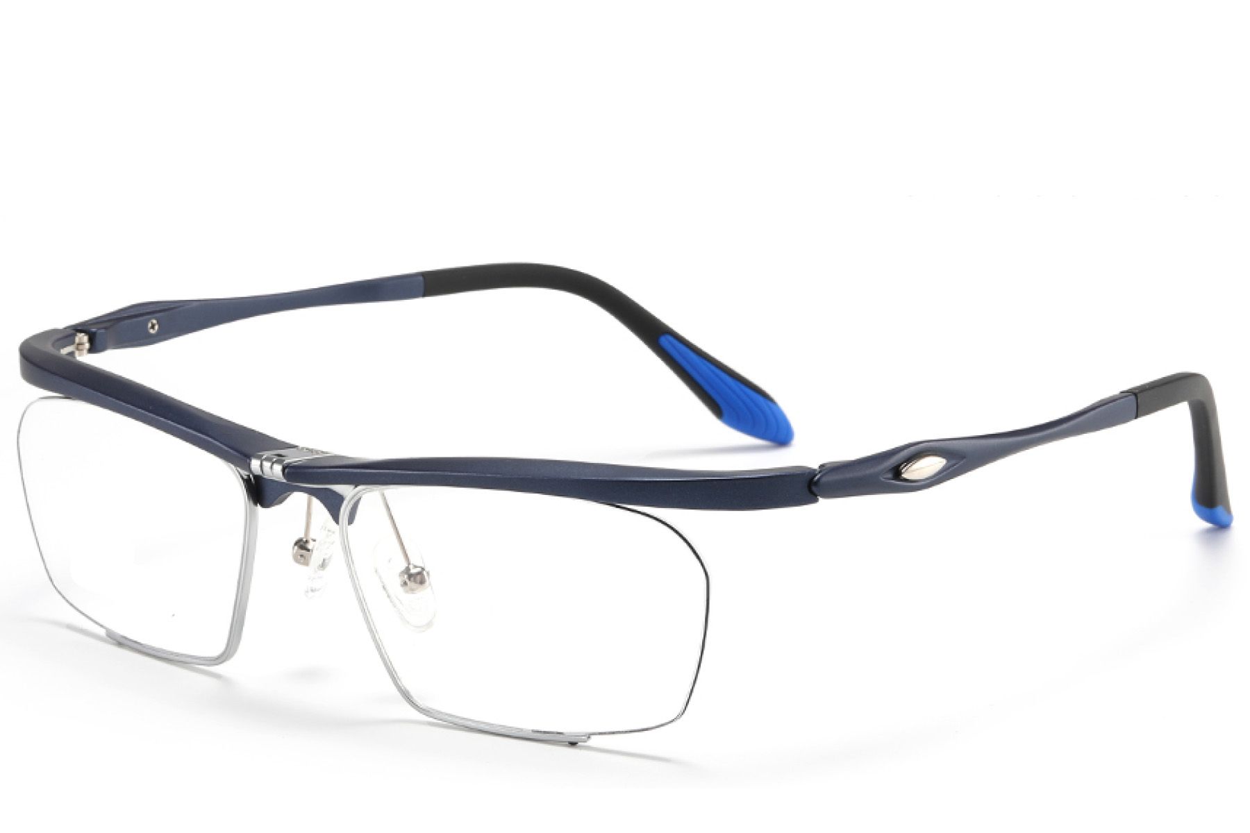 Semi-rimless Blue Ultem Glasses #BS2519-0034