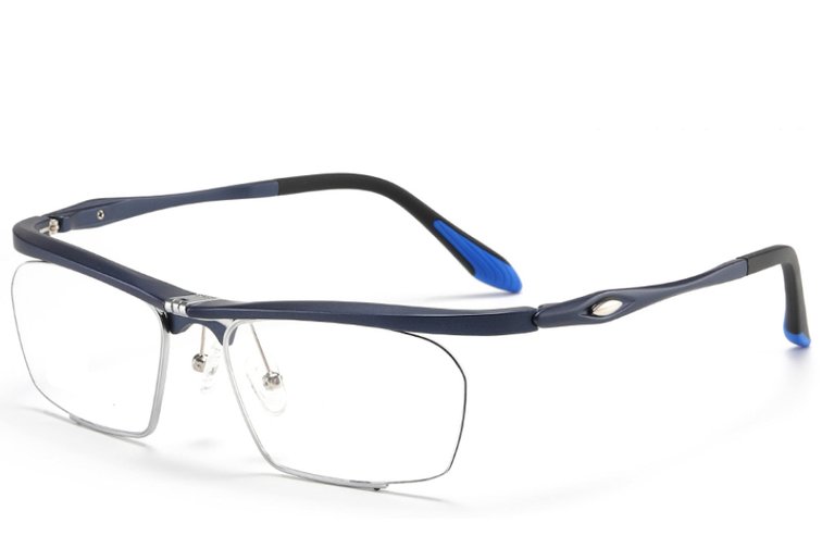 Semi-rimless Blue Ultem Glasses #BS2519-0034