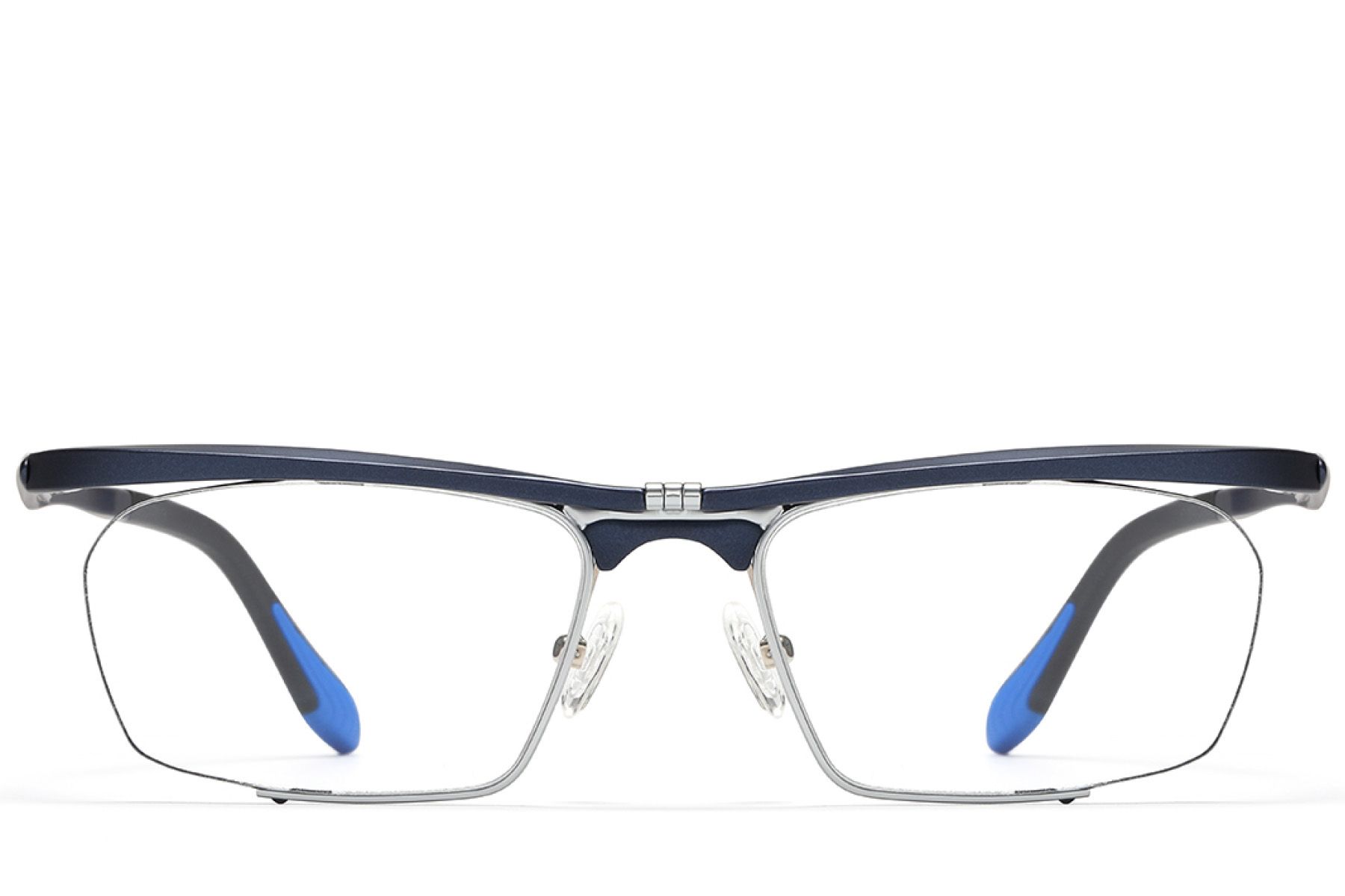 Semi-rimless Blue Ultem Glasses #BS2519-0034