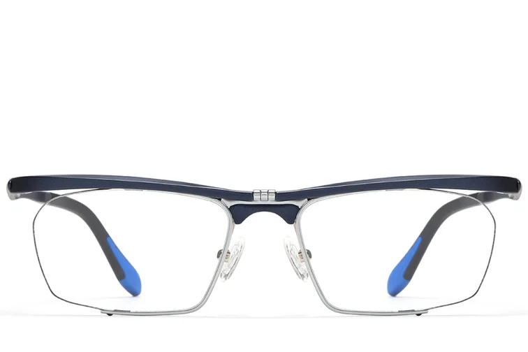 Semi-rimless Blue Ultem Glasses #BS2519-0034