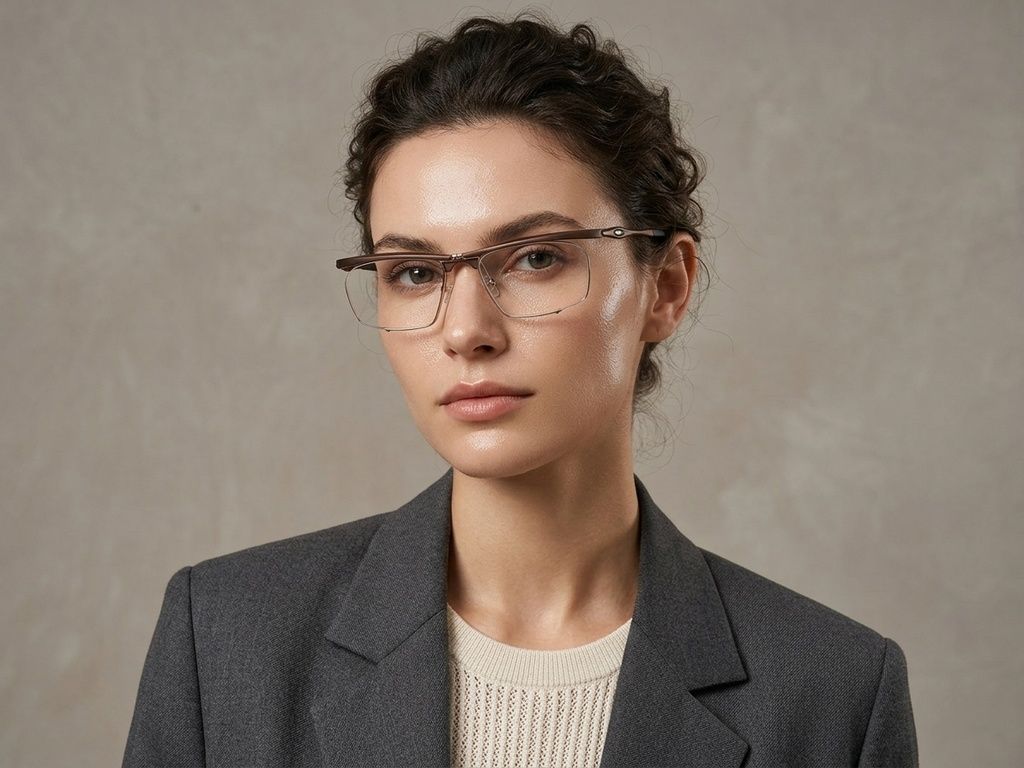 Occhiali da vista semi-senza montatura in Ultem marrone #BS2519-0035