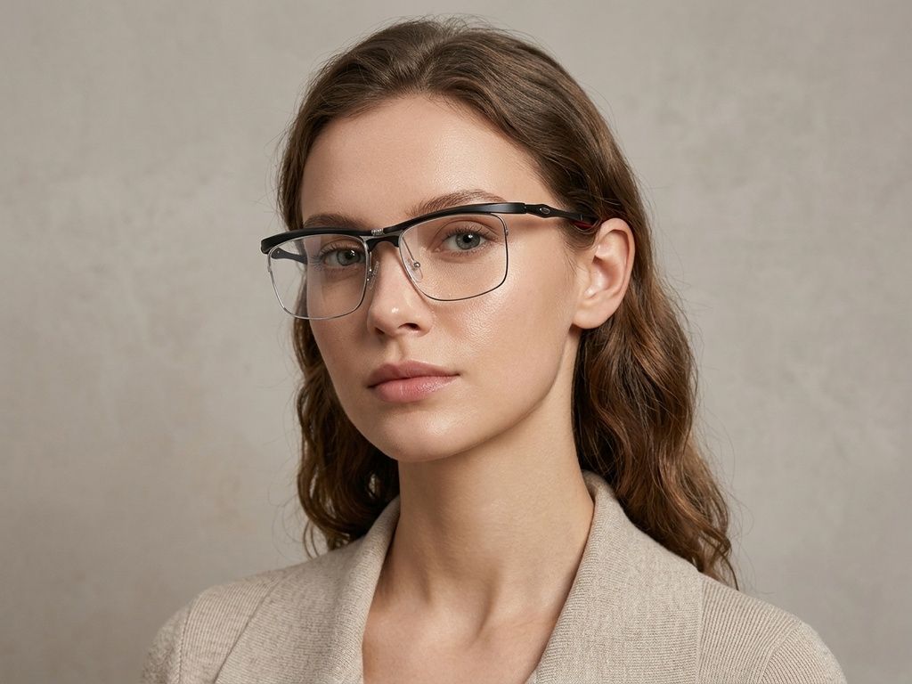 Halbrandlose schwarze Ultem-Brille #BS2519-0037