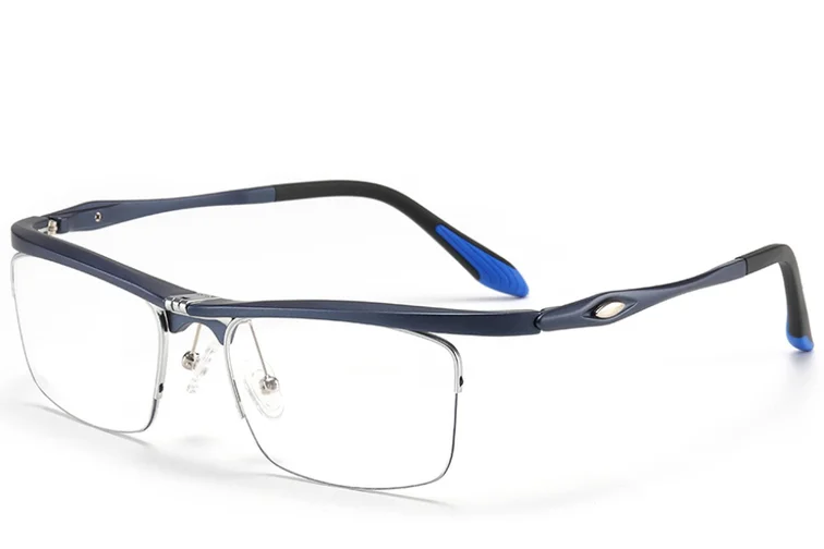 Semi-rimless Blue Ultem Glasses #BS2519-0039