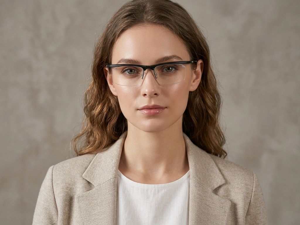 Semi-rimless Black Ultem Glasses #BS2519-0046