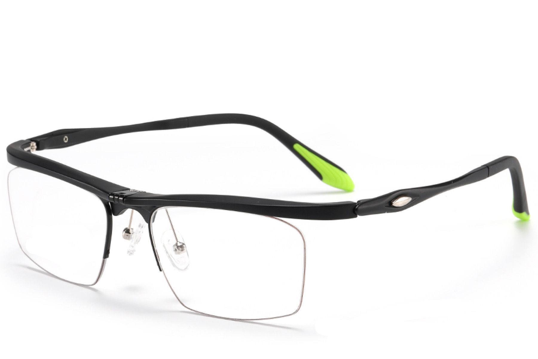 Semi-rimless Black Ultem Glasses #BS2519-0046