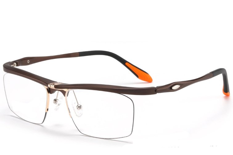Occhiali da vista semi-senza montatura in Ultem marrone #BS2519-0050