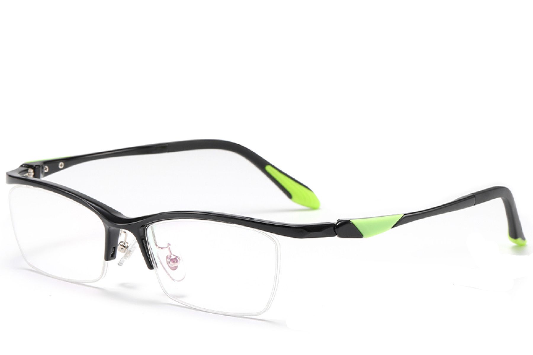 Semi-rimless Black Ultem Glasses #BS2519-0051