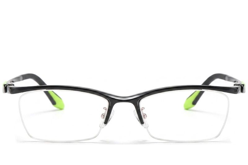 Semi-rimless Black Ultem Glasses #BS2519-0051