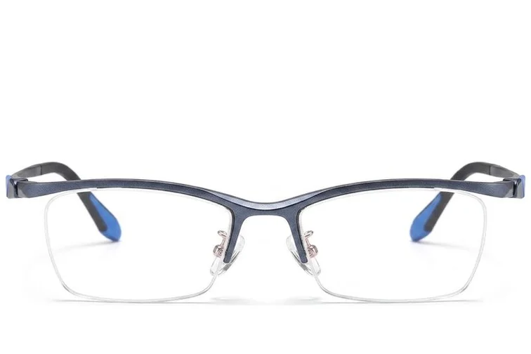 Semi-rimless Blue Ultem Glasses #BS2519-0054