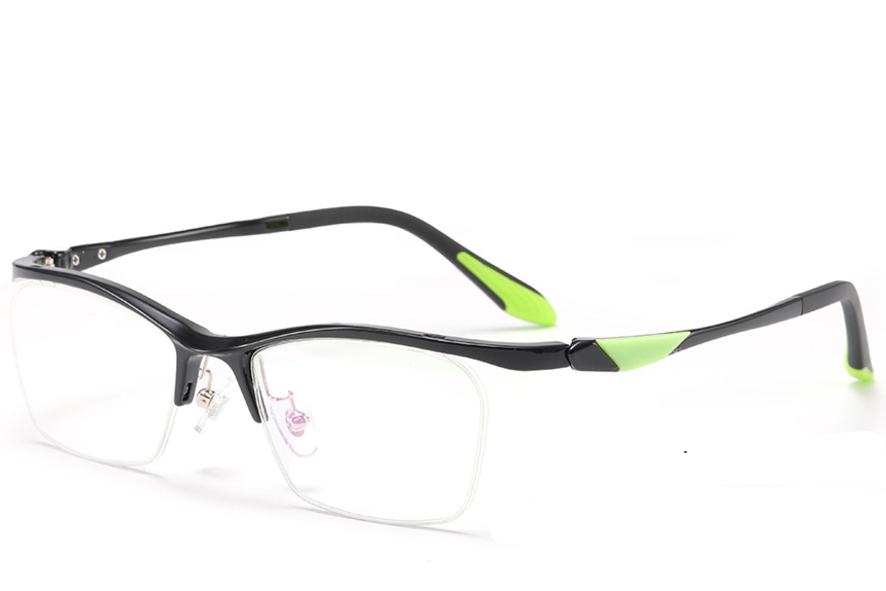 Semi-rimless Black Ultem Glasses #BS2519-0057