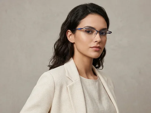 Lunettes semi-cerclées en Ultem bleu #BS2519-0060
