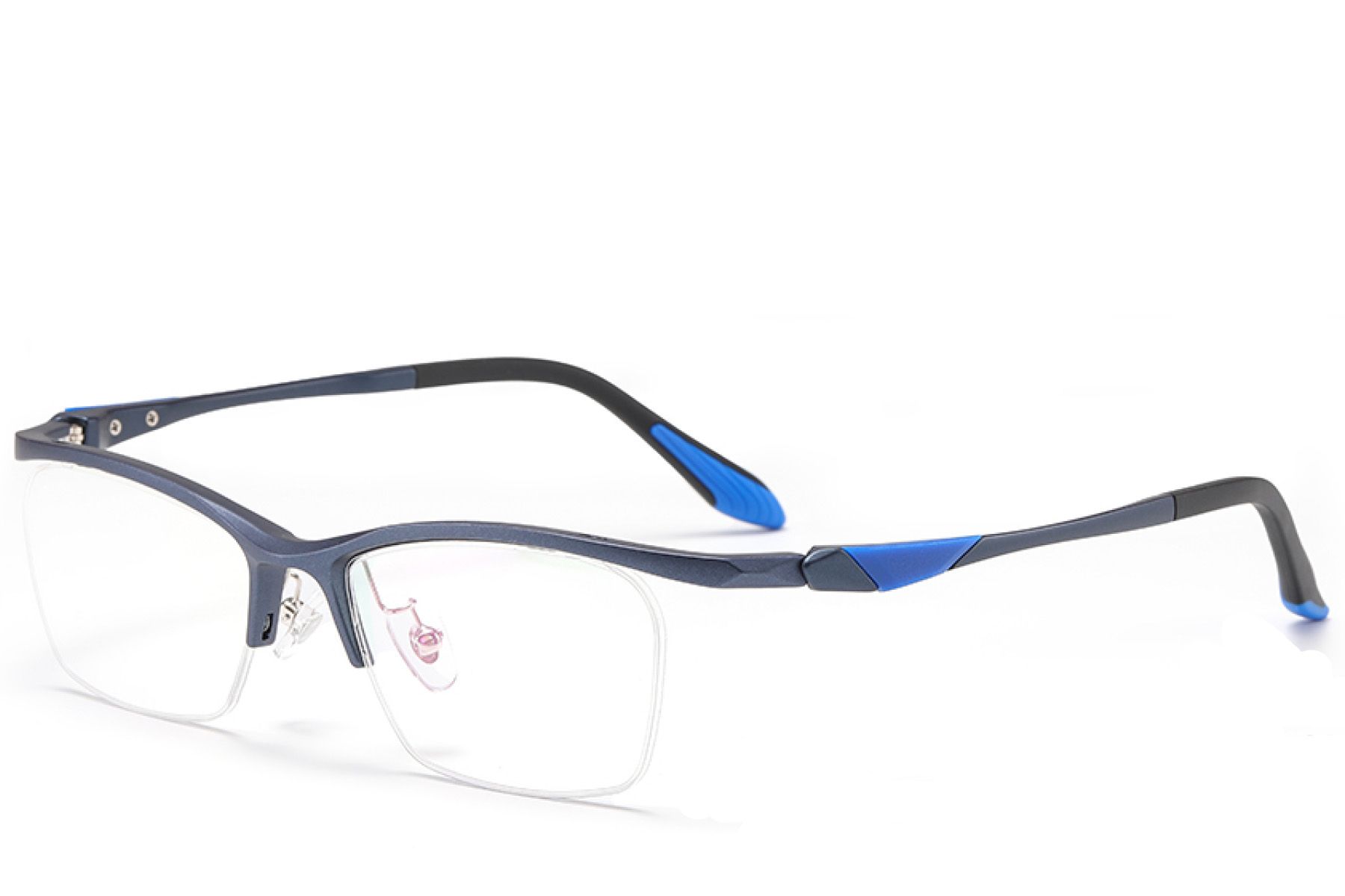 Semi-rimless Blue Ultem Glasses #BS2519-0060