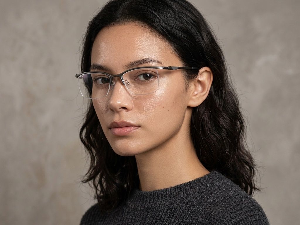 Semi-rimless Grey Ultem Glasses #BS2519-0065