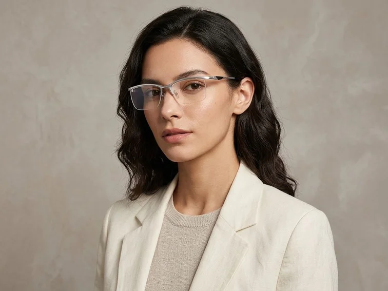 Semi-rimless Silver Ultem Glasses #BS2519-0067