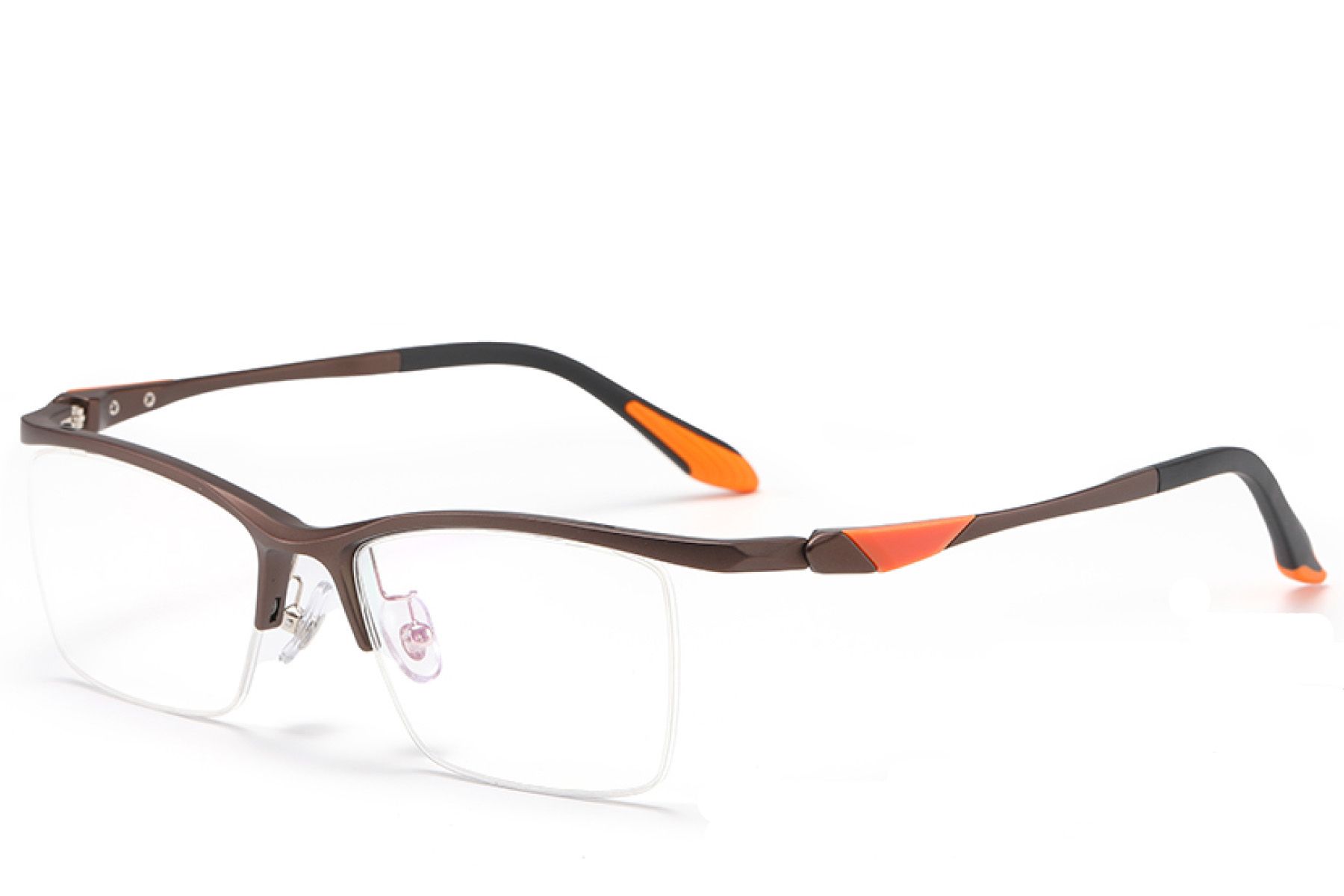 Semi-rimless Brown Ultem Glasses #BS2519-0068