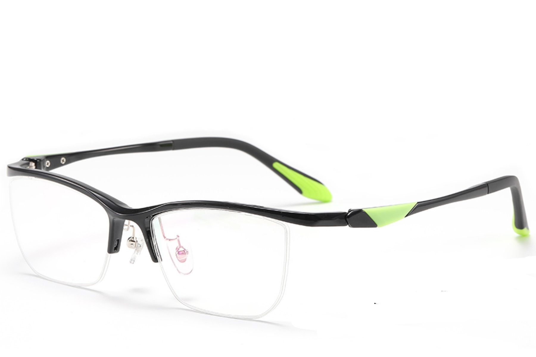 Semi-rimless Black Ultem Glasses #BS2519-0069