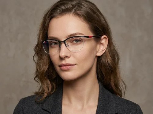 Lunettes semi-cerclées en Ultem noir #BS2519-0075