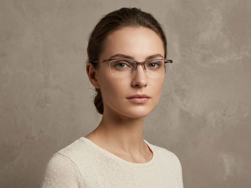 Halbrandlose braune Ultem-Brille #BS2519-0080