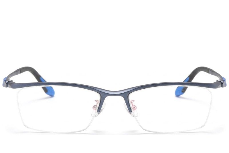 Semi-rimless Blue Ultem Glasses #BS2519-0084