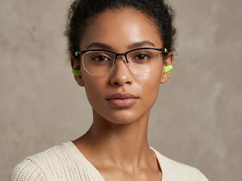 Semi-rimless Black Ultem Glasses #BS2519-0087