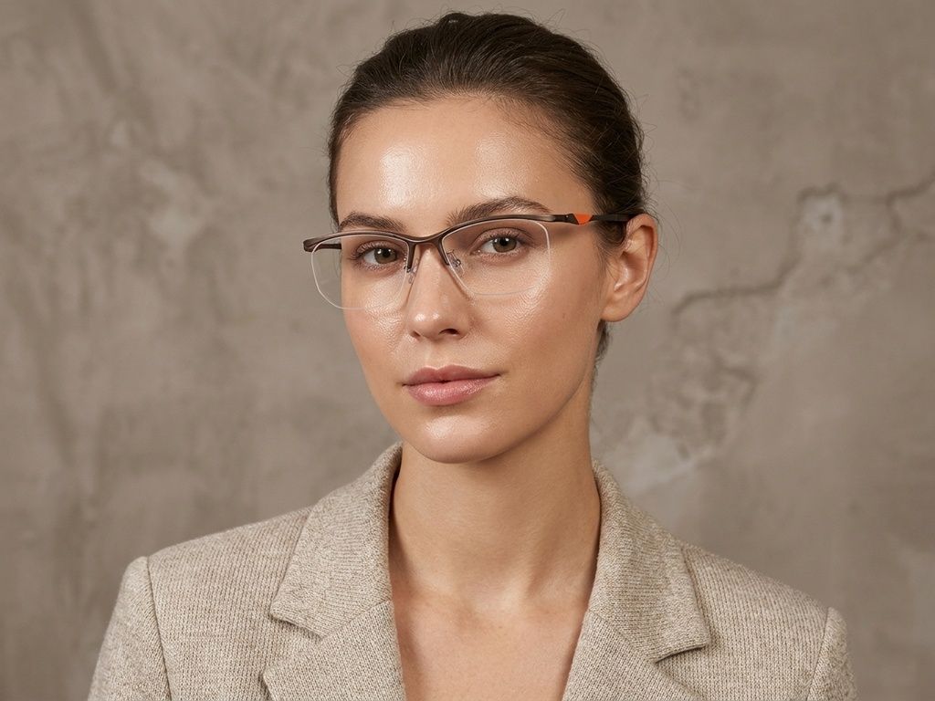 Halbrandlose braune Ultem-Brille #BS2519-0092