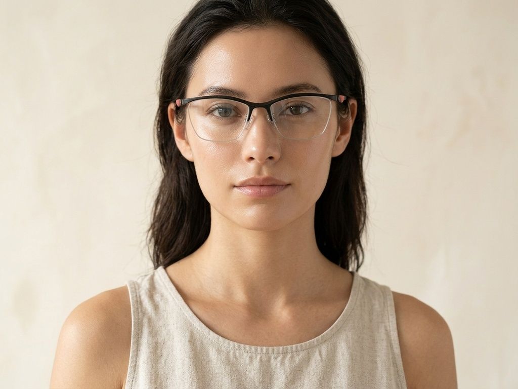 Semi-rimless Black Ultem Glasses #BS2519-0100